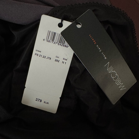 Marc Cain Sports Dress Faux Leather with Belt Burgundy Size N1 NWT - Picture 8 of 9